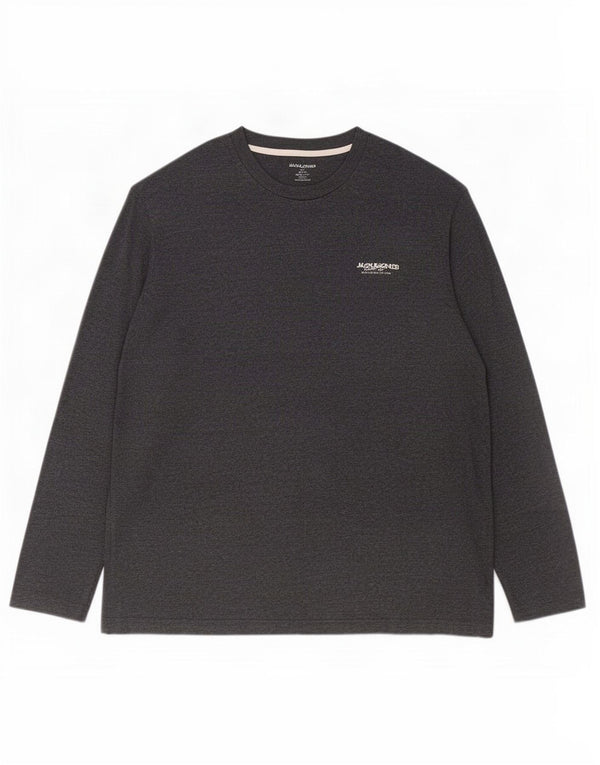 Jack & Jones Mens Top Long Sleeve 2XL Grey Cotton