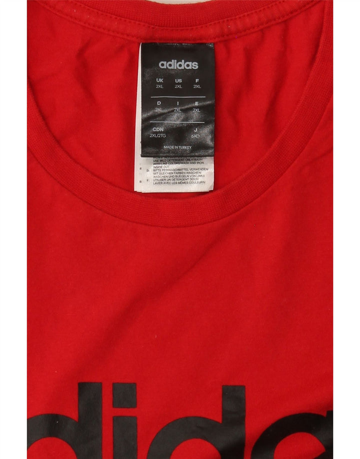 Adidas Herren Grafik T-Shirt Top 2XL Rot Baumwolle