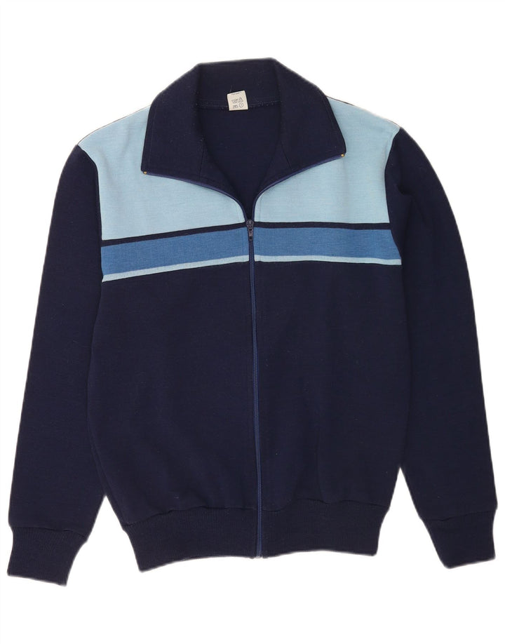 Vintage Herren-Trainingsanzug-Top-Jacke IT 48 Medium Navy Blue Colourblock