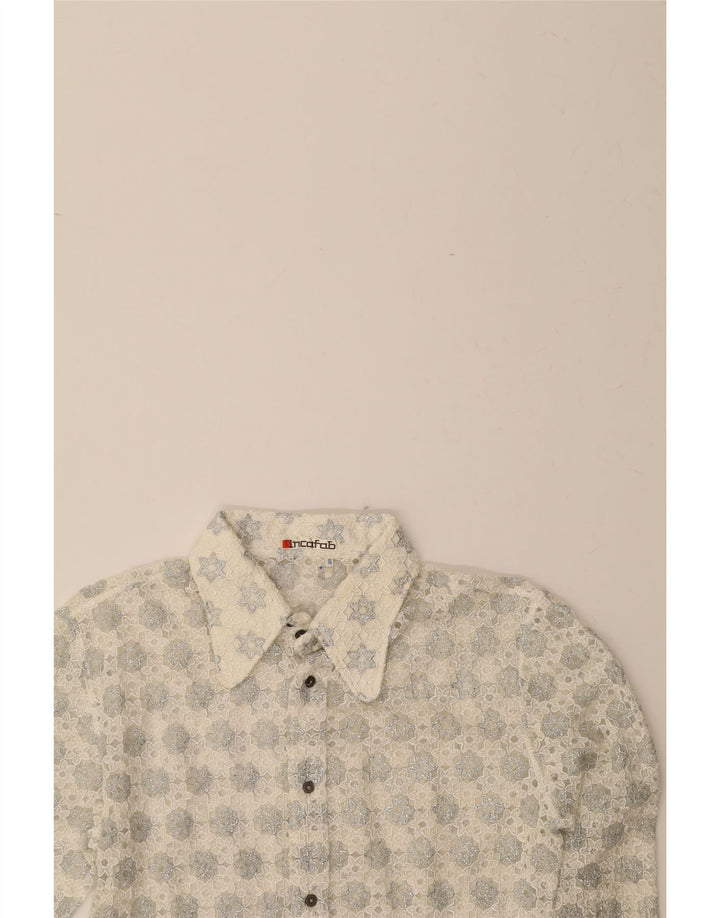 VINTAGE Womens Shirt Blouse EU 40 Medium White Floral Vintage Vintage and Second-Hand Vintage from Messina Hembry 