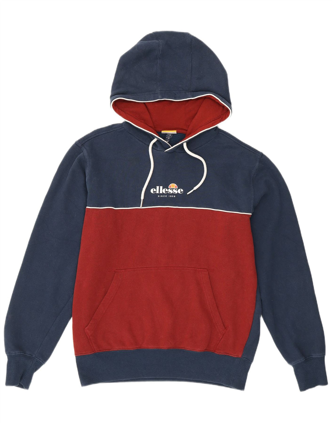 Ellesse Herren-Kapuzenpullover aus mittelblauer, marineblauer Colourblock-Baumwolle