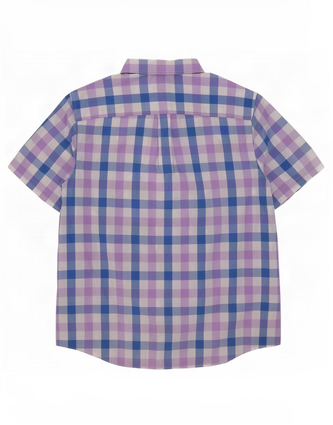 Chaps Pflegeleichtes Herren-Kurzarmhemd 2XL aus blauer Gingham-Baumwolle