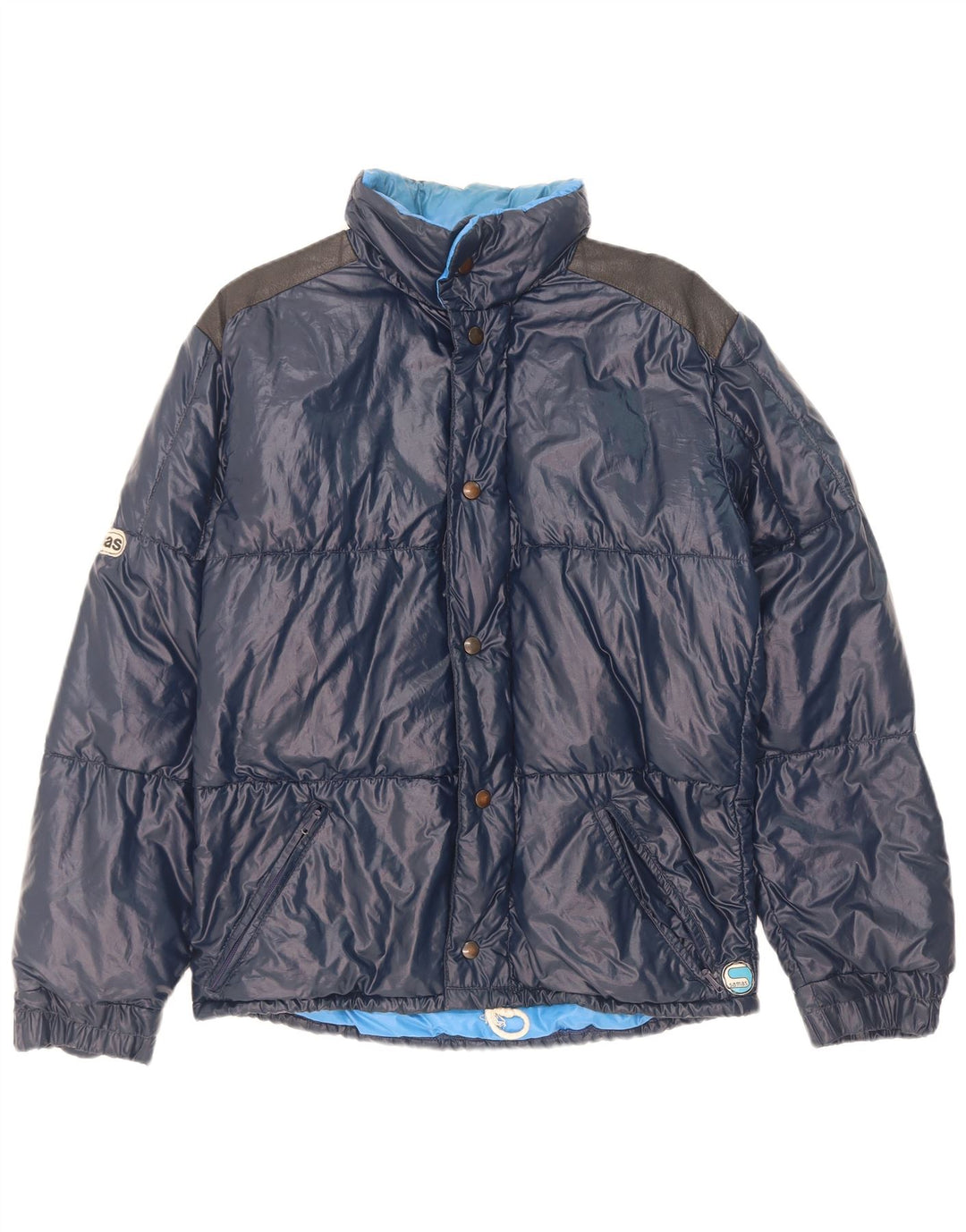Samas wattierte Herrenjacke mit Kapuze, UK 40, groß, marineblau, Colourblock-Polyamid