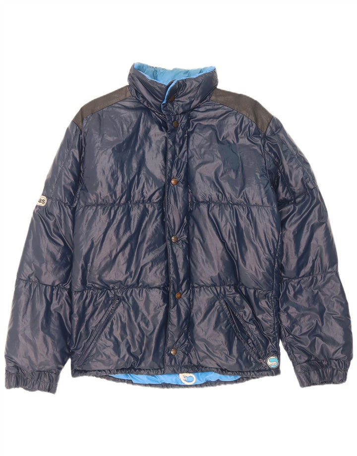Samas wattierte Herrenjacke mit Kapuze, UK 40, groß, marineblau, Colourblock-Polyamid