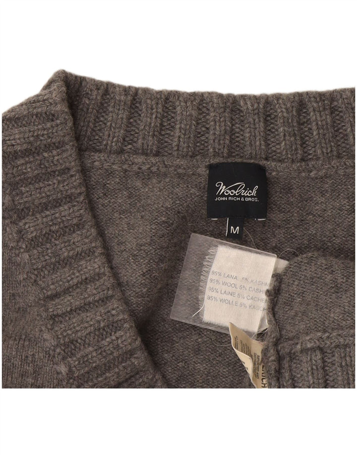 Woolrich Damen-Pullover mit V-Ausschnitt, UK 12, mittelgraue Wolle