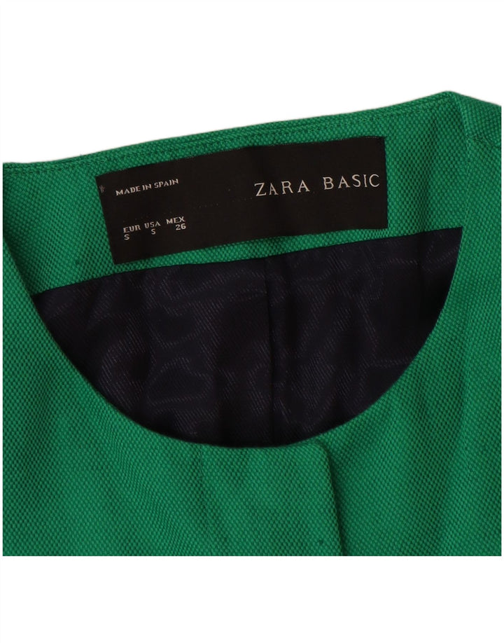 Zara Damen Mantel UK 10 Small Grüne Baumwolle