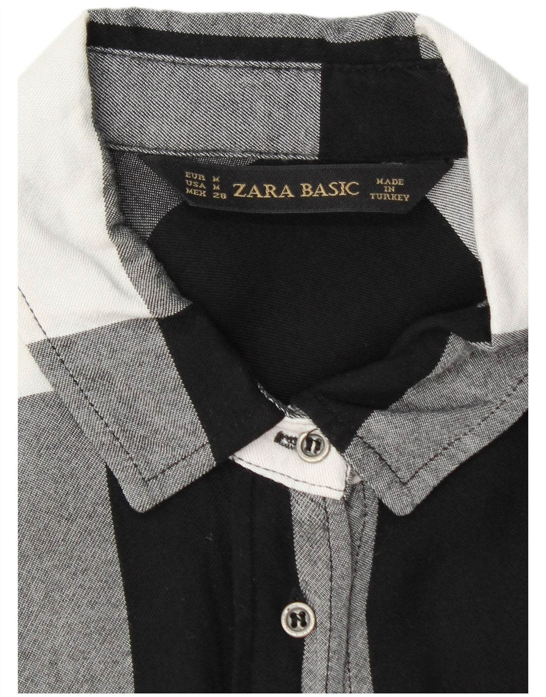 Zara Damen-Hemd UK 12 Medium Black Gingham