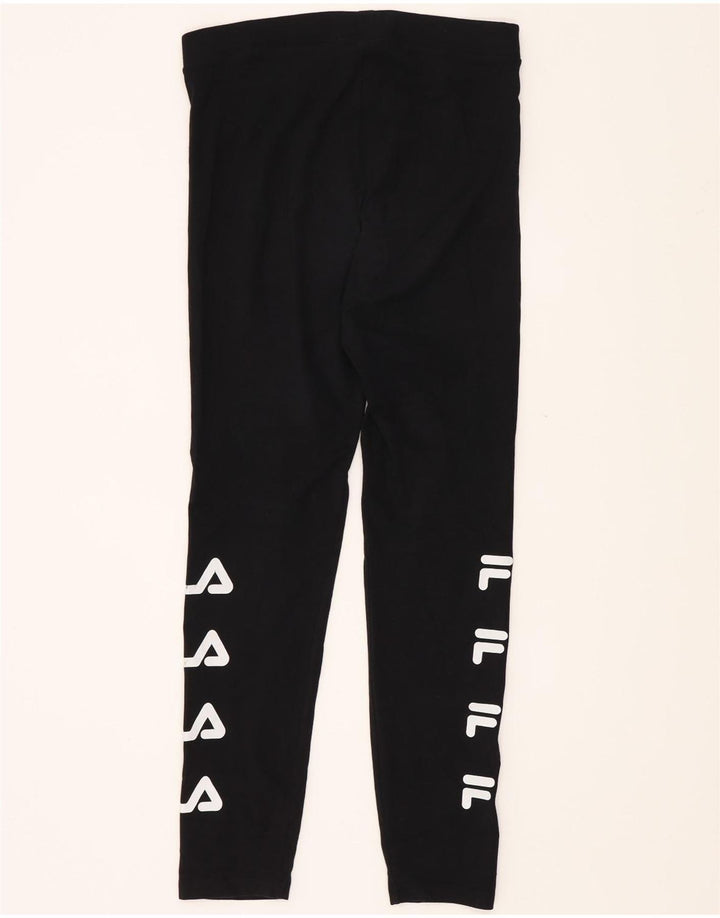 Fila Womens Graphic Leggings UK 12 Mittelschwarze Baumwolle