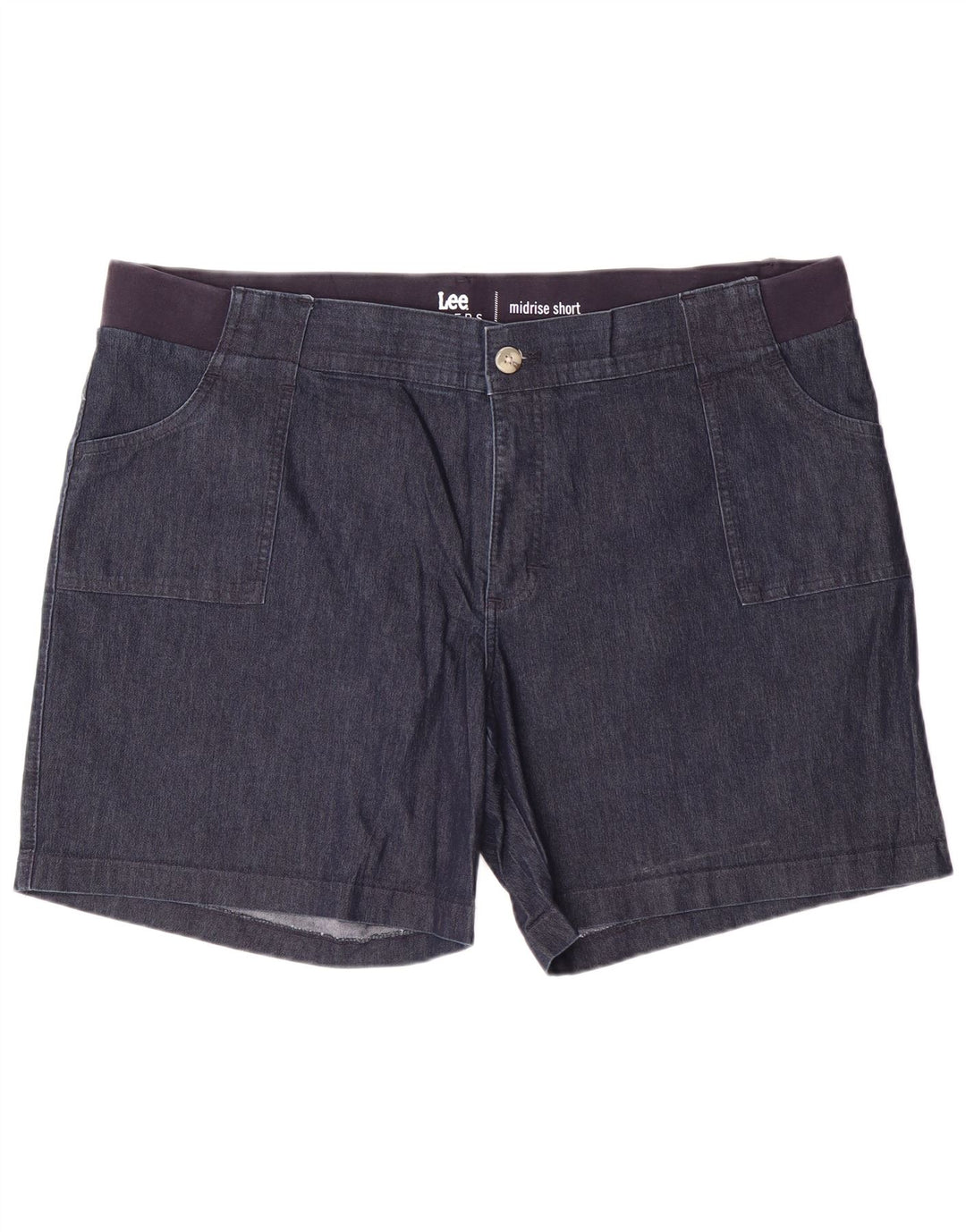 LEE Damen Riders Mid Rise Denim Shorts US 22 2XL W44 L7 Marineblaue Baumwolle