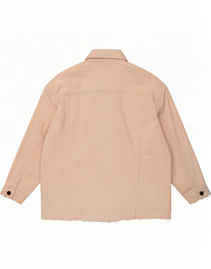 Übergroße Cordjacke für Damen von Zara, UK 14, mittlere, cremefarbene Baumwolle