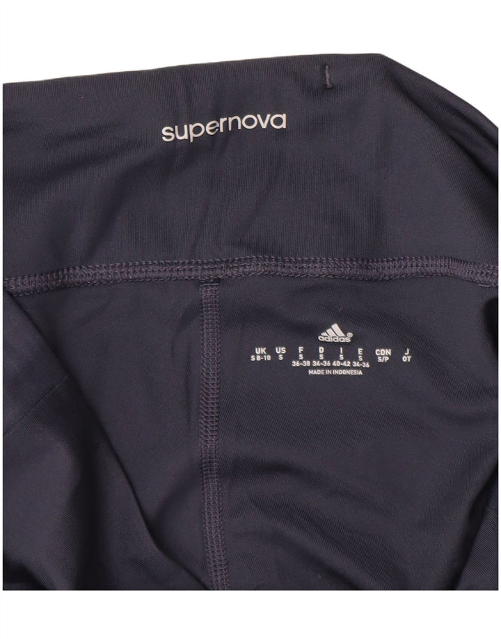 Adidas Damen Supernova Capri Leggings UK 8/10 Small Marineblau Polyester
