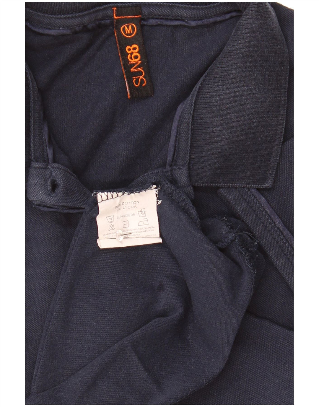 Sun68 Damen Poloshirt UK 12 Medium Marineblau Baumwolle
