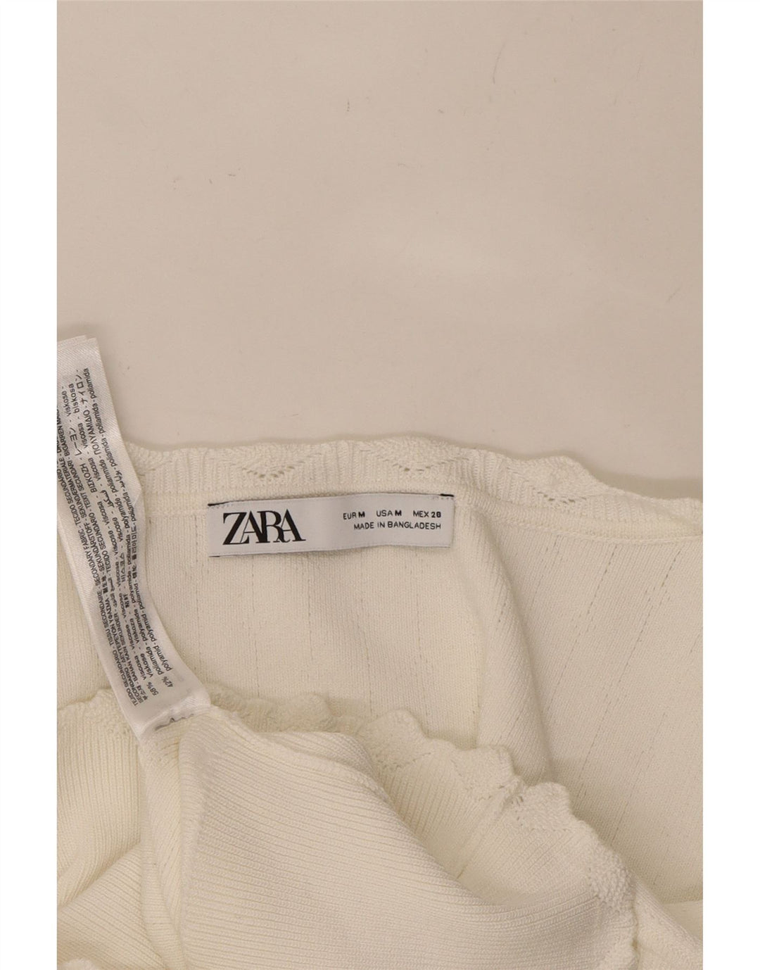 ZARA Womens Vest Tank Top UK 12 Medium Off White Viscose