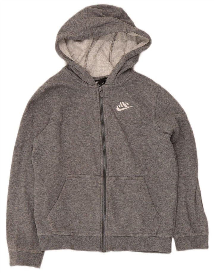 Nike Jungen-Kapuzenpullover mit Reißverschluss, 10–11 Jahre, graue Baumwolle