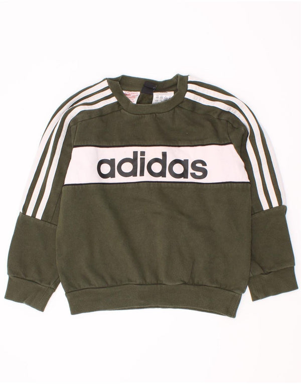 Adidas Jungen Grafik-Sweatshirt-Pullover, 5–6 Jahre, Khaki, Colourblock-Baumwolle