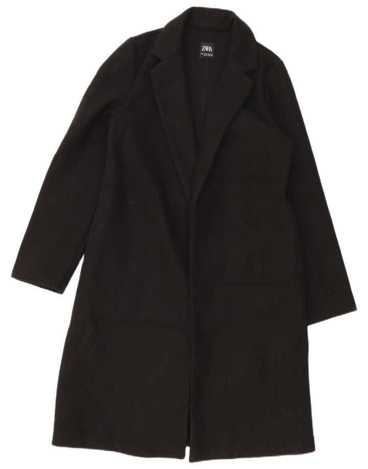 Zara Womens Open Overcoat UK 14 Mittelschwarzes Polyester