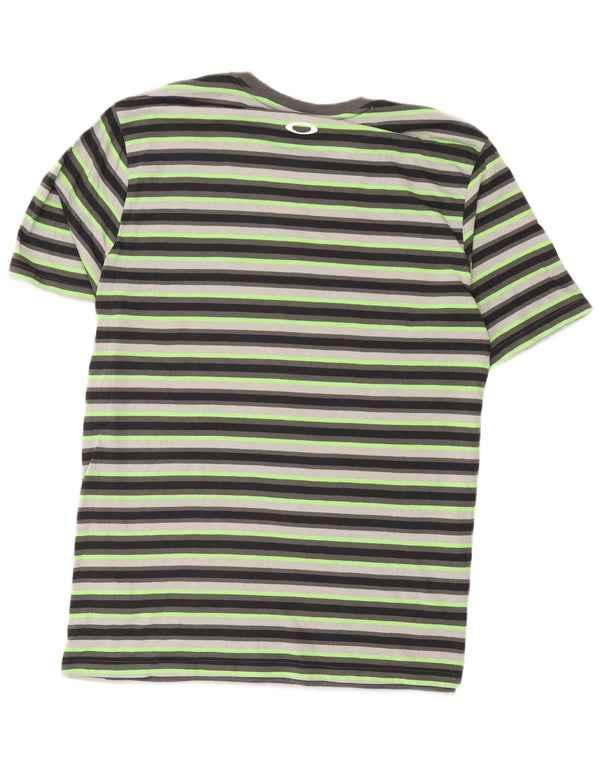 Oakley Herren-T-Shirt mit normaler Passform, XL, grün gestreift, Baumwolle