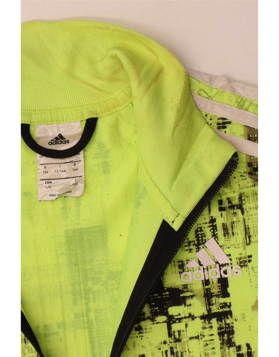 Adidas Jungen-Trainingsanzug-Top-Jacke, 13–14 Jahre, grünes Farbblock-Polyester