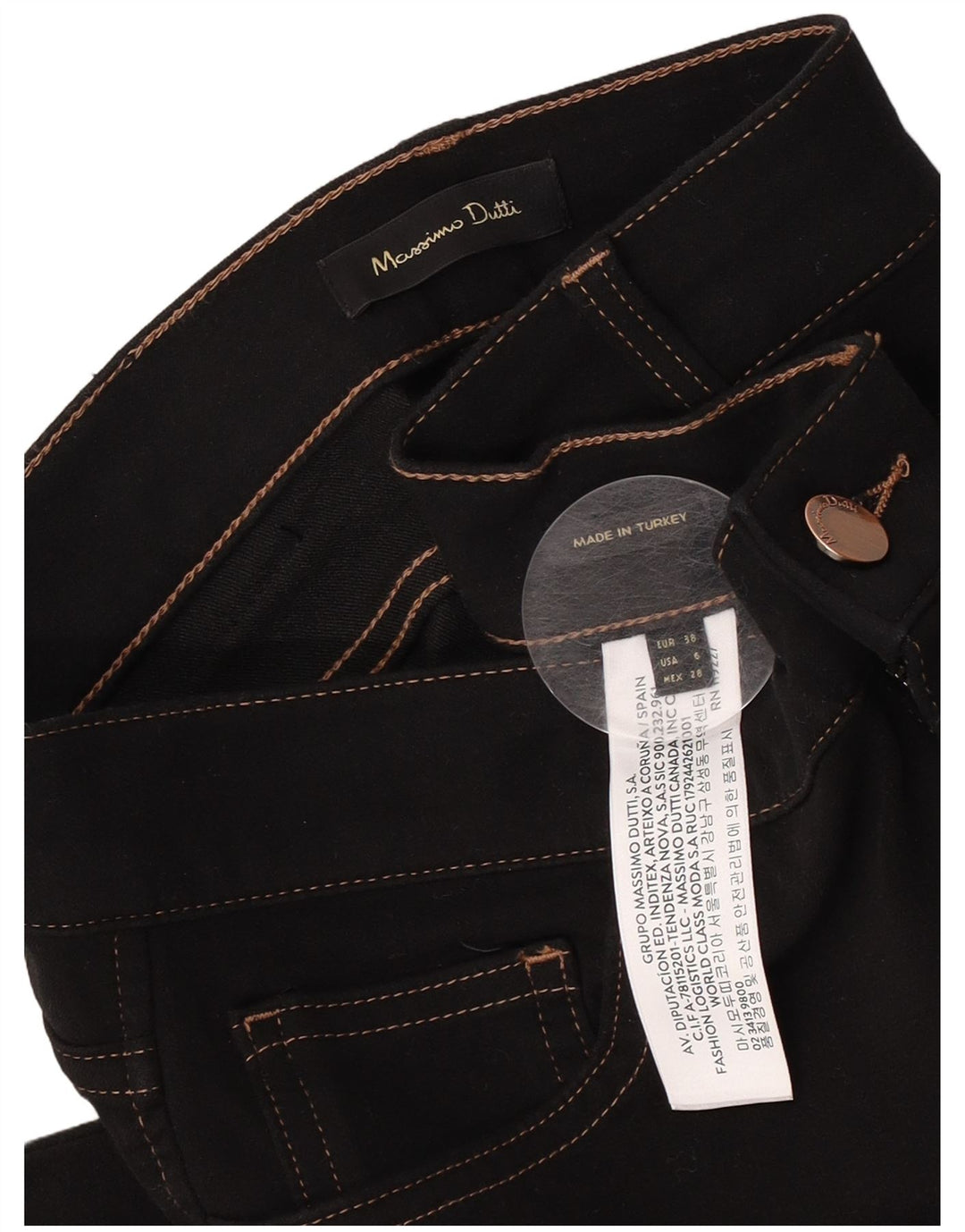 Massimo Dutti Damen Slim Jeans EU 38 Small W28 L30 Schwarze Baumwolle