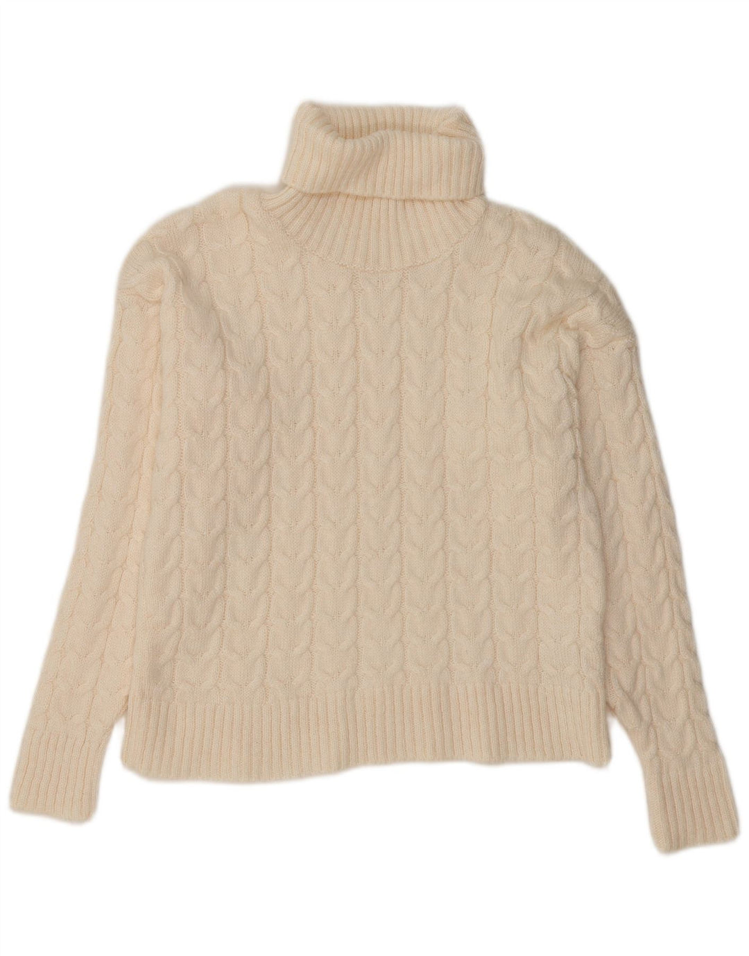VINTAGE Womens Roll Neck Jumper Sweater UK 14 Medium White Classic