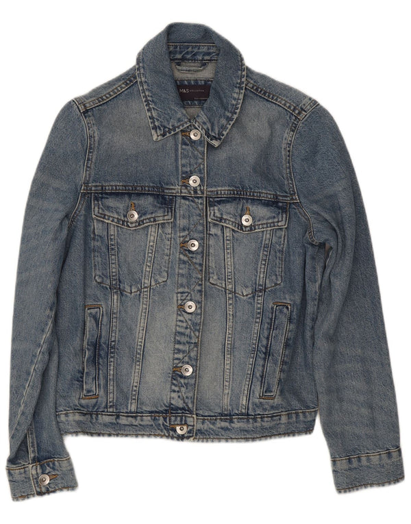 Marks & Spencer Damen Jeansjacke UK 10 Small Blaue Baumwolle