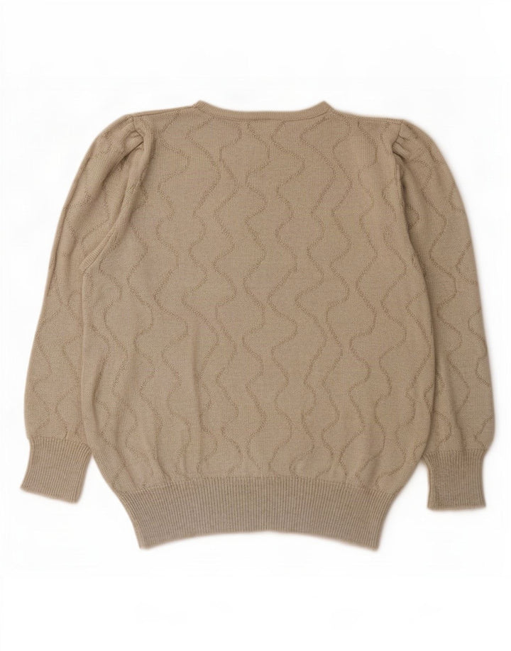 Rabe Damen-Pullover mit grafischem Rundhalsausschnitt, EU 38, mittelgrau gestreift