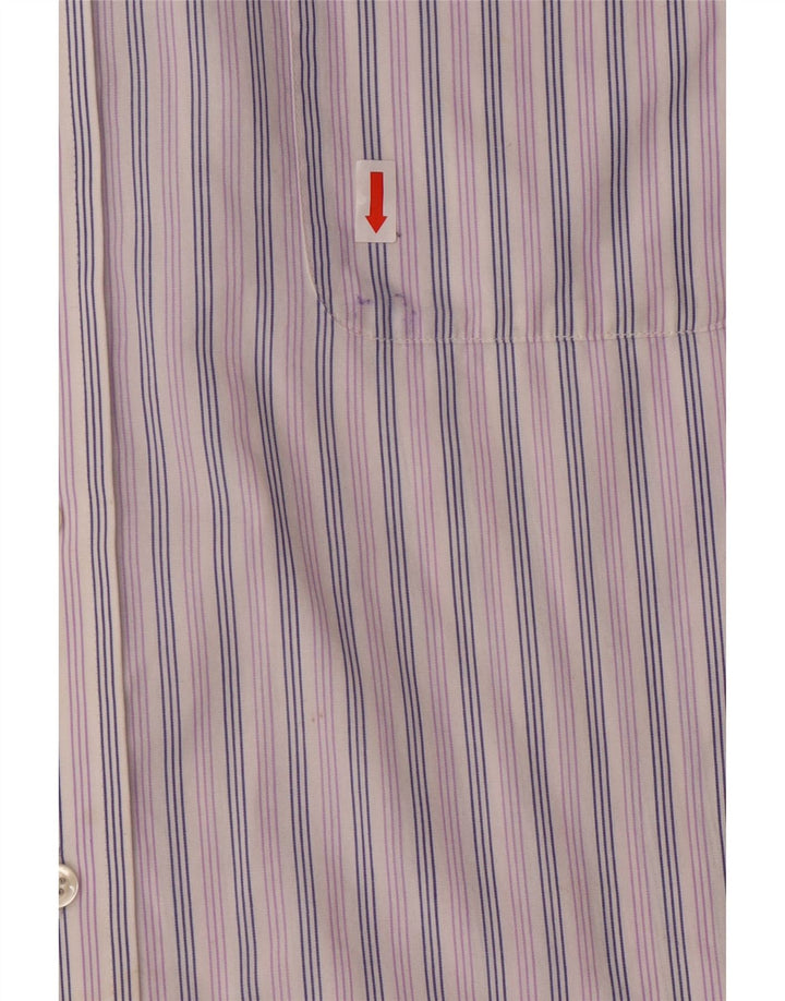 CHAPS Mens Shirt Size 16 16 1/2 Large Purple Striped Cotton