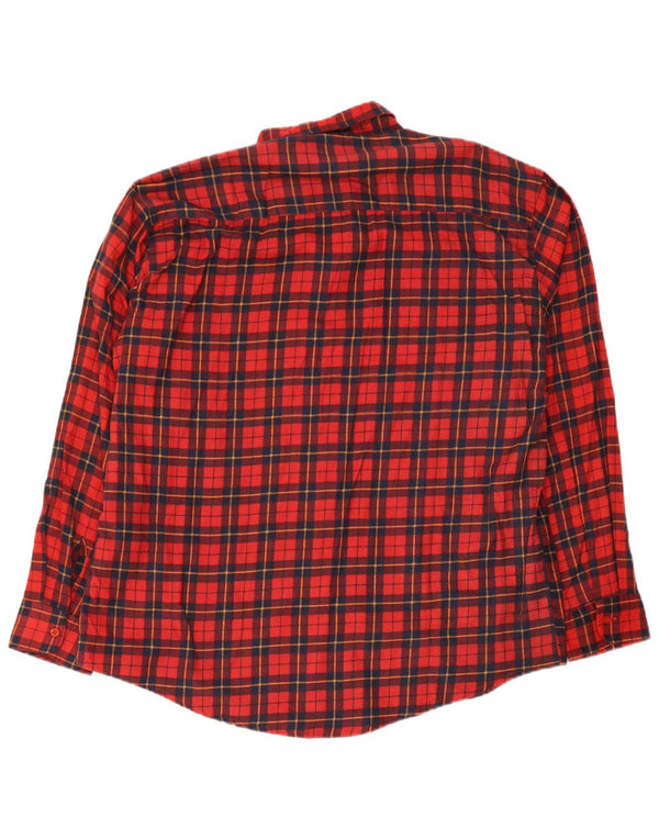 Vintage Herren Flanellhemd 2XL rot kariert Baumwolle