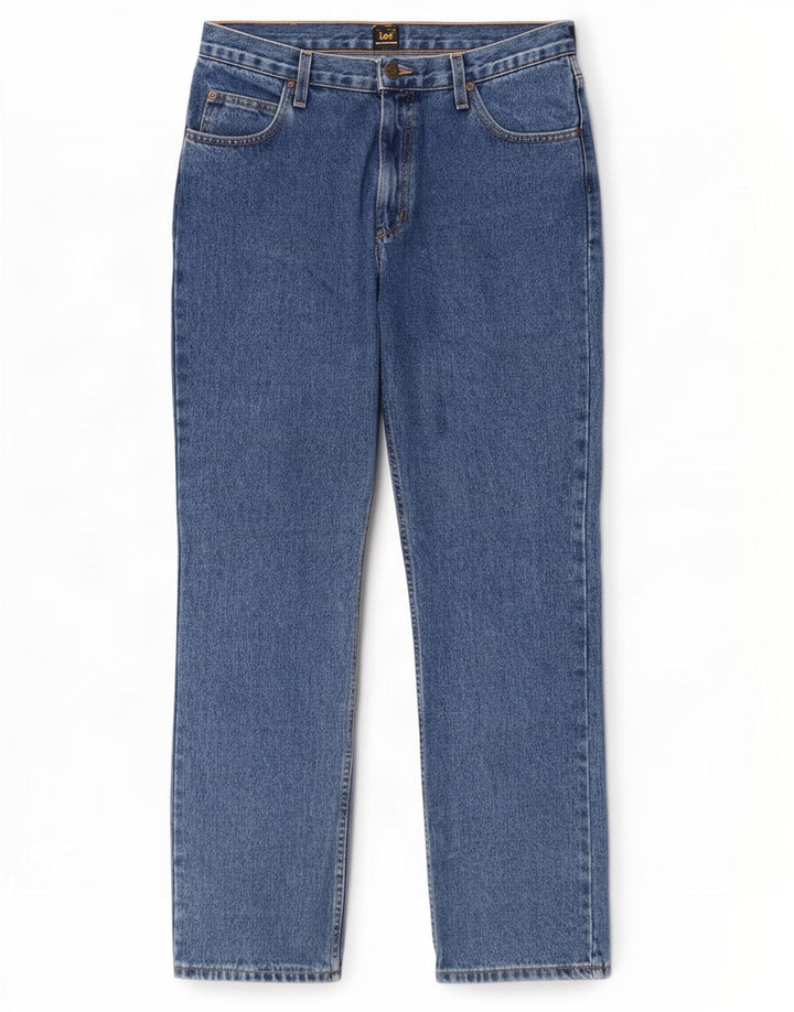 Lee Herren Brooklyn Straight Jeans W34 L32 Blaue Baumwolle