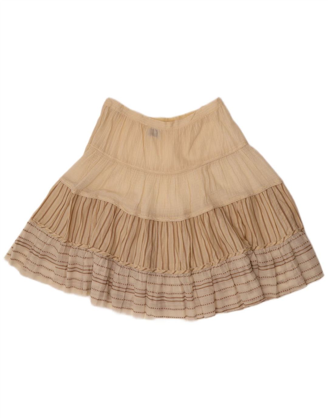 Cerruti 1881 Damen Durchsichtiger A-Linien-Rock W30 Mittelbeige gestreift