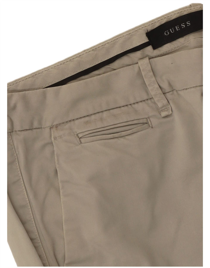 GUESS Herren Slim Chinohose W36 L33 Beige Baumwolle