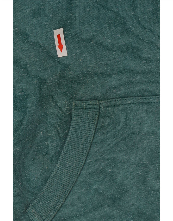 Superdry Herren-Kapuzenpullover mit Reißverschluss, mittelgrün gefleckte Baumwolle