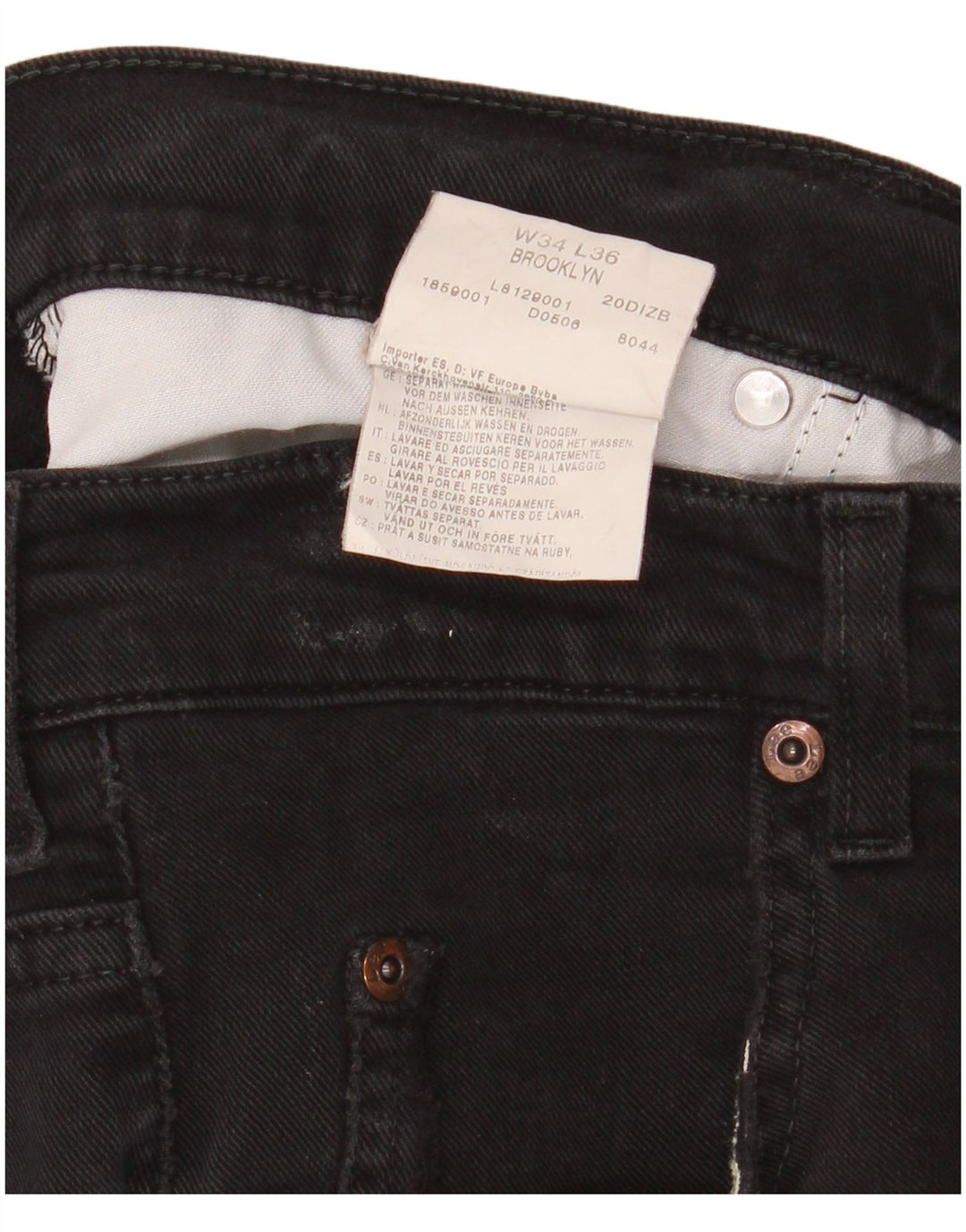Lee Herren Brooklyn Straight Jeans W34 L30 Schwarze Baumwolle