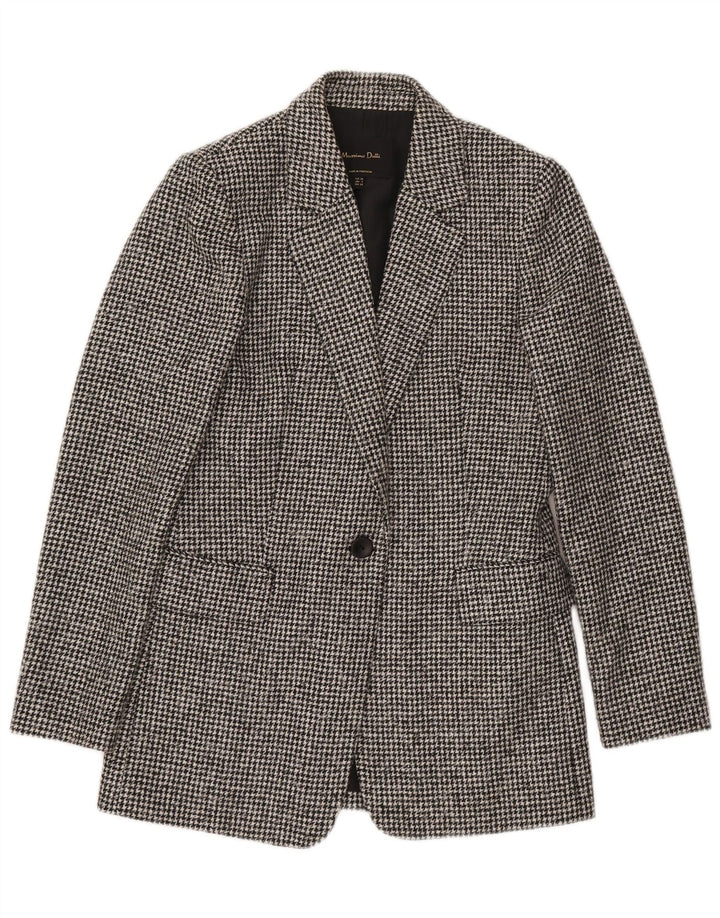 Massimo Dutti Damen 1-Knopf-Blazerjacke EU 34 2XS Graue Hahnentrittwolle