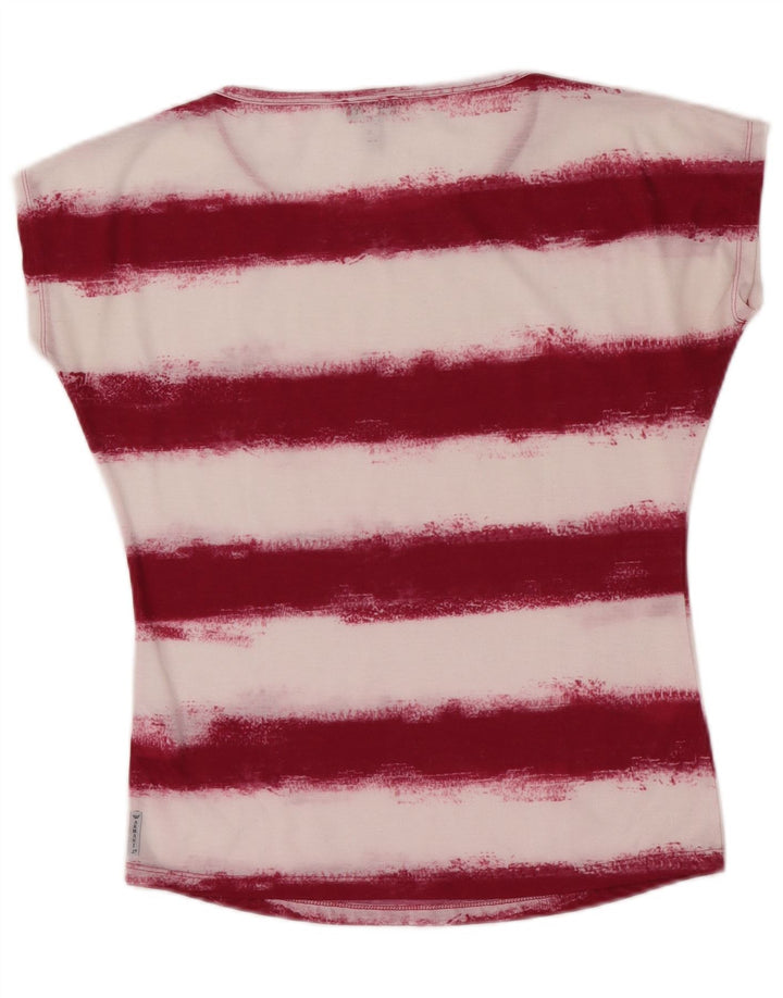 Armani Jeans Damen T-Shirt Top EU 40 Medium Burgunderrot gestreift Polyester