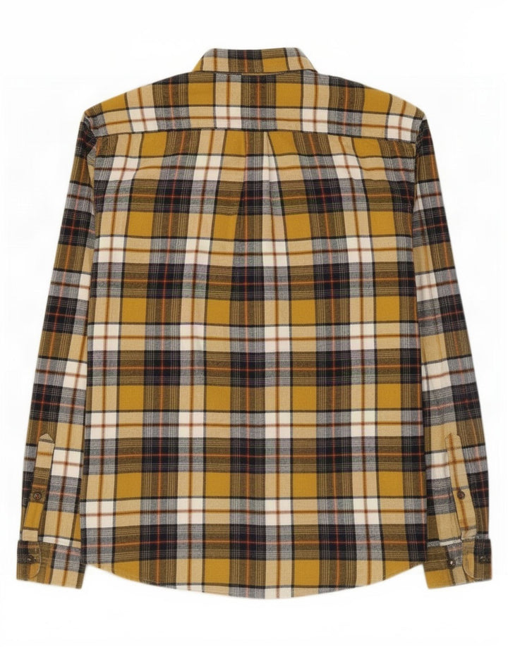 Marks & Spencer Herren-Flanellhemd mit normaler Passform, mittelgelb karierte Baumwolle