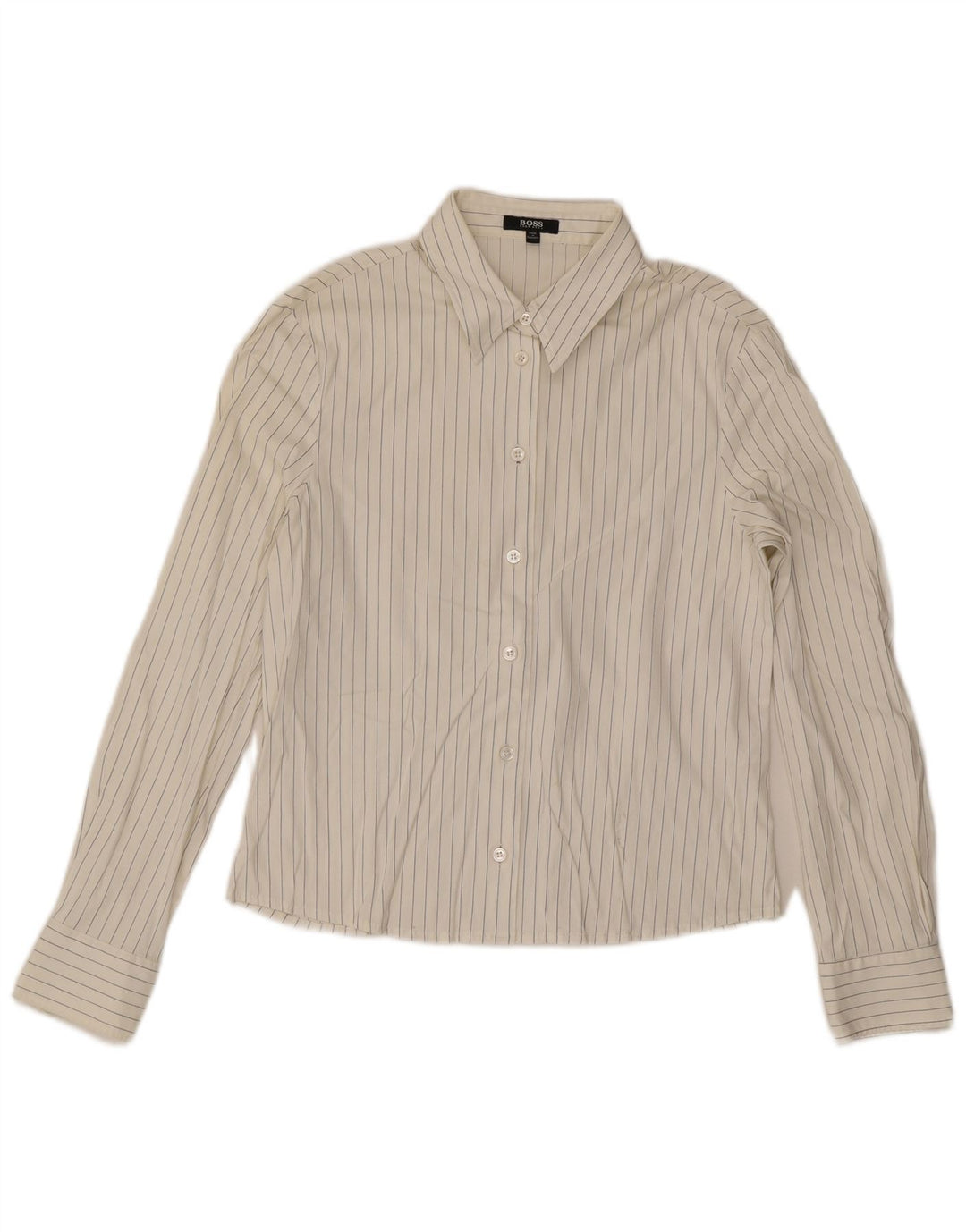 Hugo Boss Damenhemd UK 12 Mittelweißer Nadelstreifen