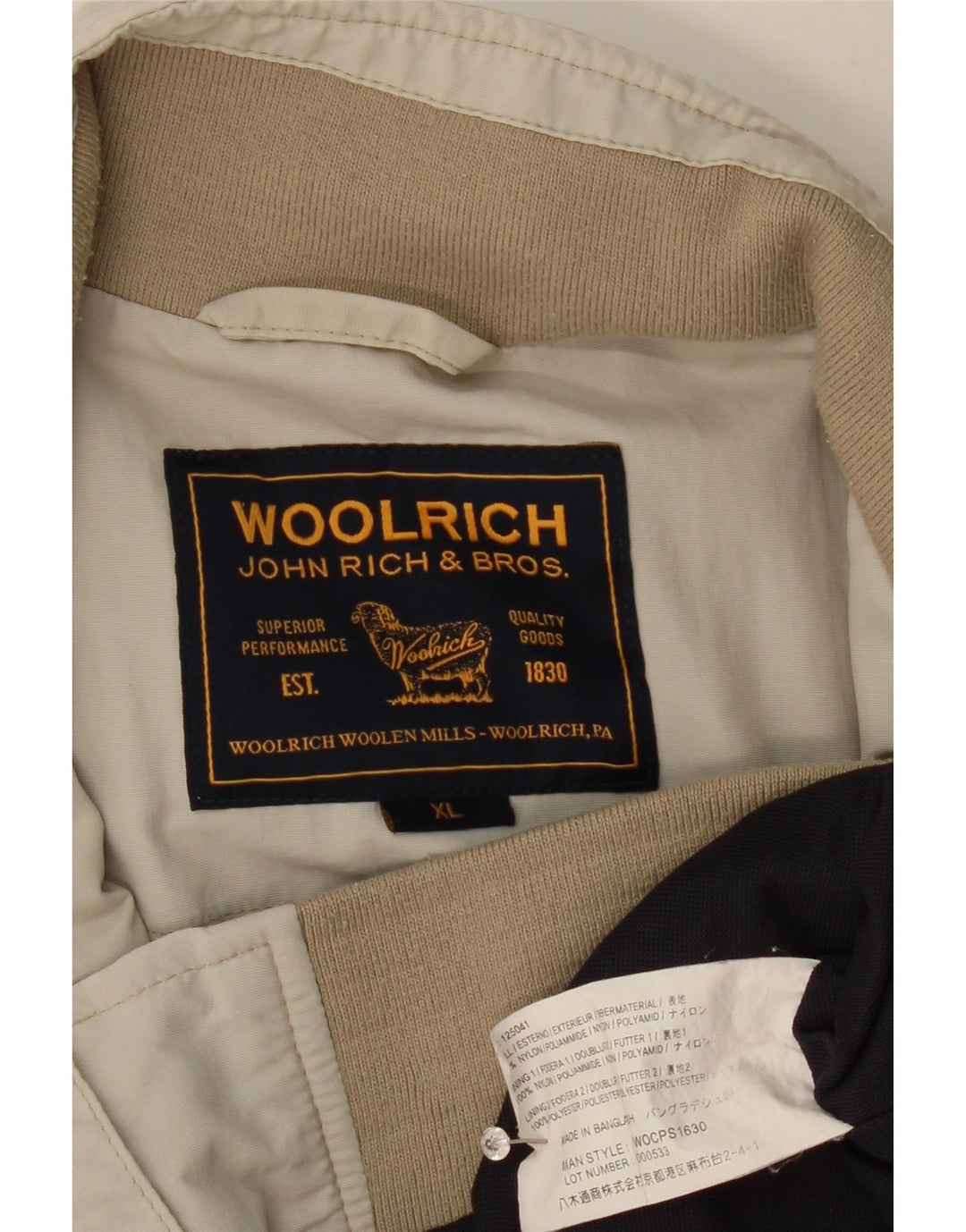 Woolrich Bomberjacke für Jungen, 15–16 Jahre, XL, beiges Nylon