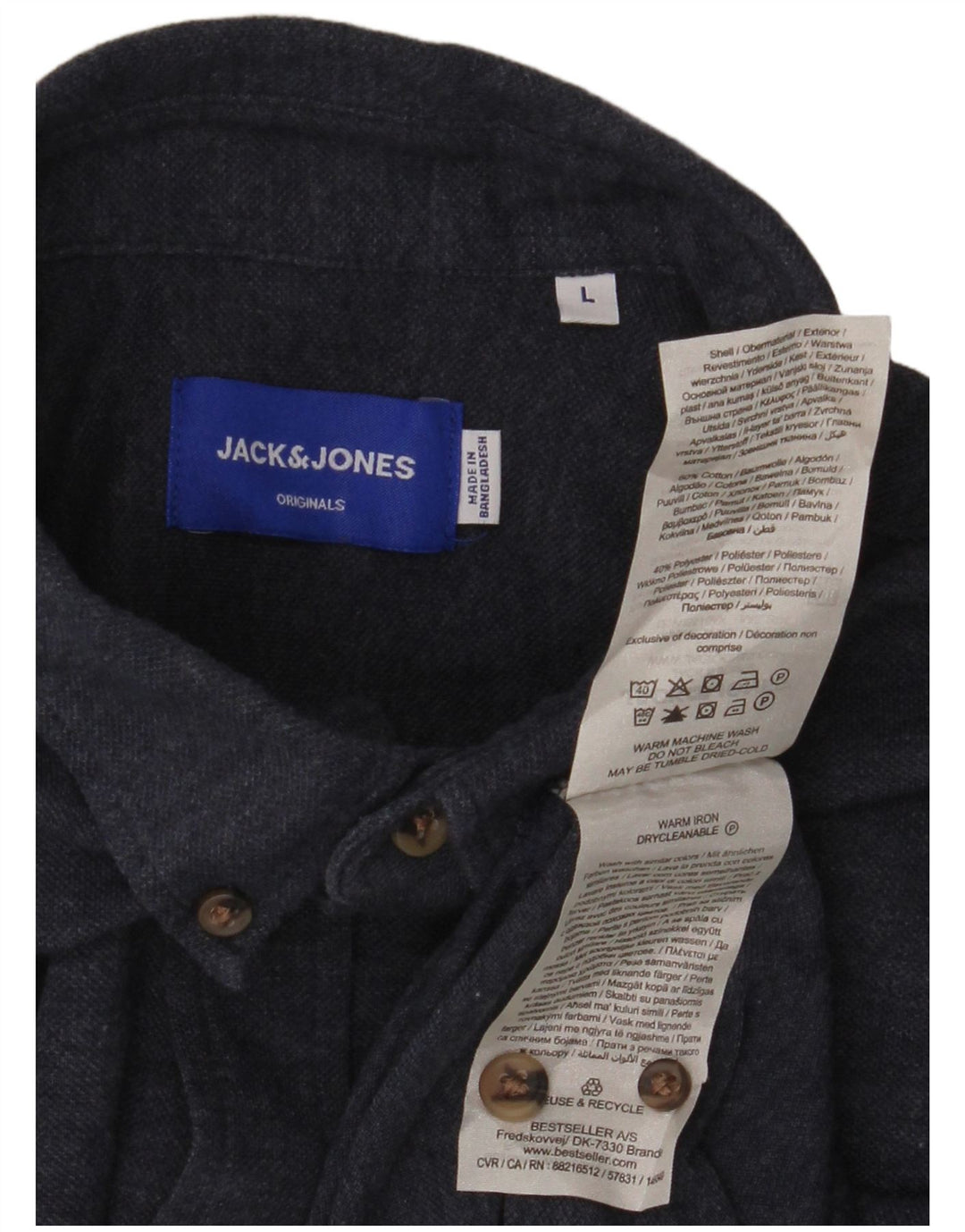 Jack & Jones Herren-Hemd, groß, marineblau, Baumwolle