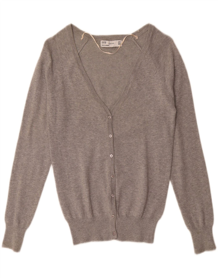 Zara Damen-Cardigan-Pullover UK 10 Small Graue Baumwolle