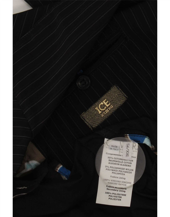 Iceberg Herren-Blazer mit 2 Knöpfen, IT 54 2XL, marineblaue Nadelstreifen-Baumwolle