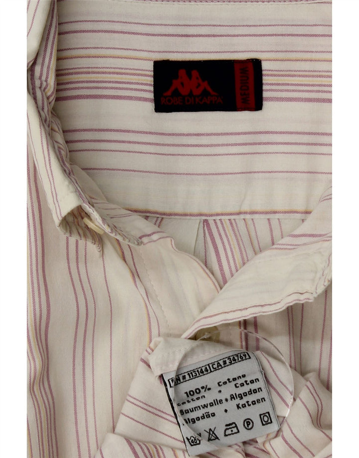 KAPPA Herren Kurzarmhemd Mittelweiß gestreift aus Baumwolle