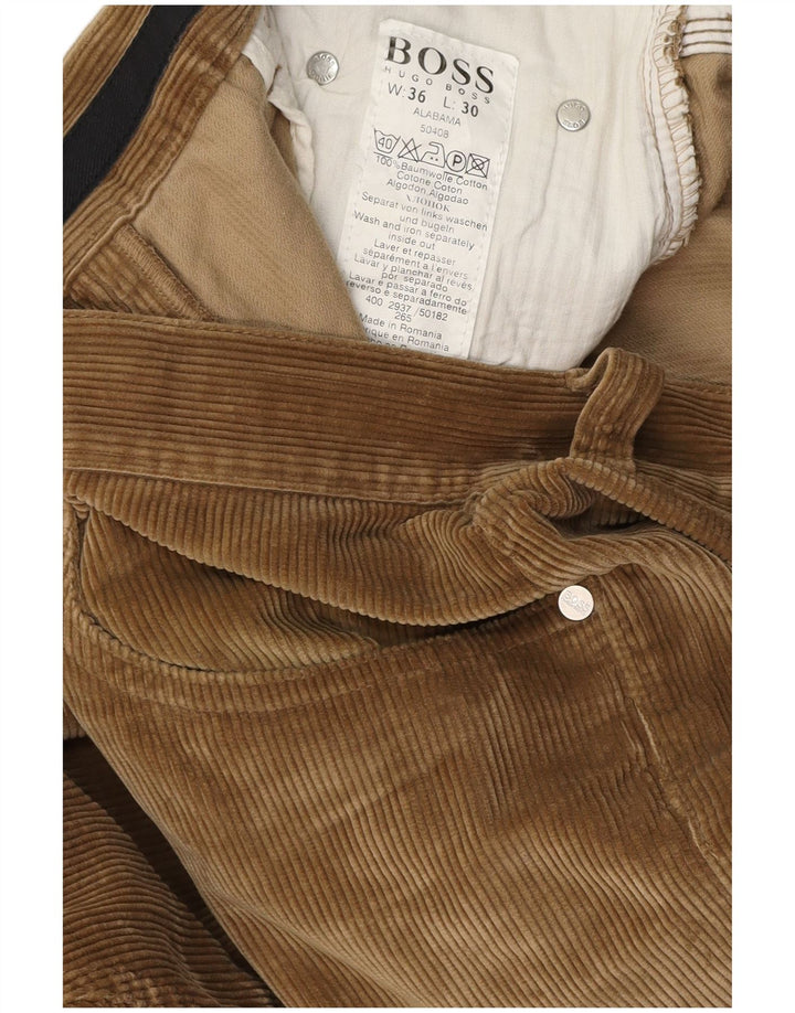 HUGO BOSS Herren Alabama Gerade Cordhose W36 L30 Braune Baumwolle