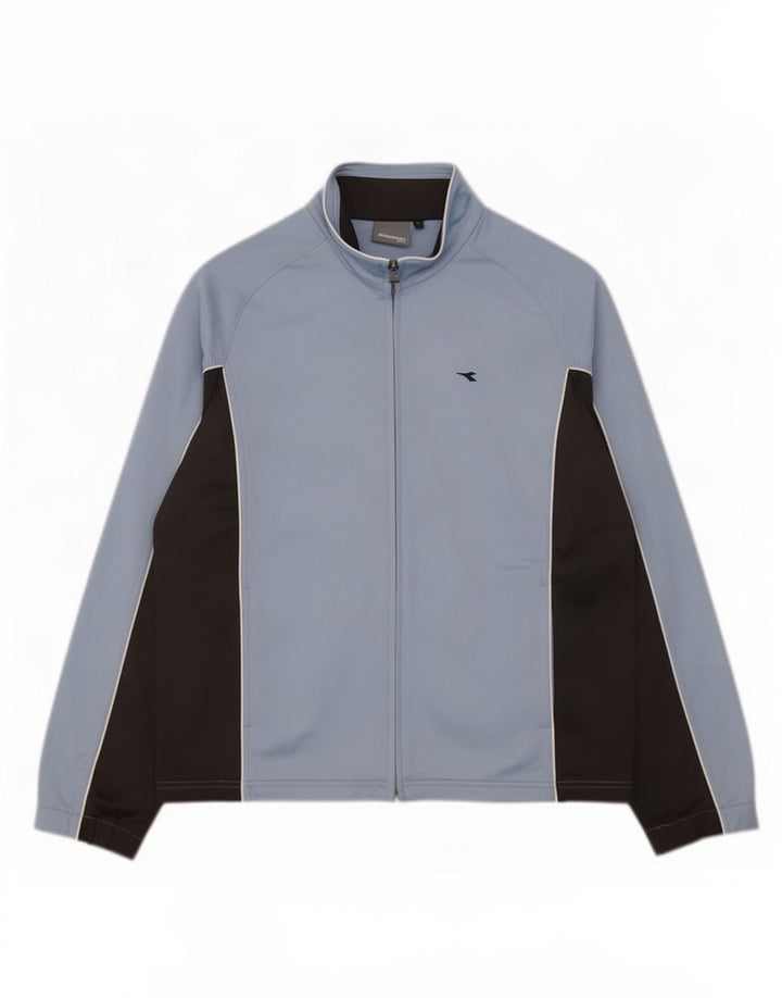 Diadora Damen-Trainingsanzug-Top-Jacke, UK 16, groß, blaues Colourblock-Polyester