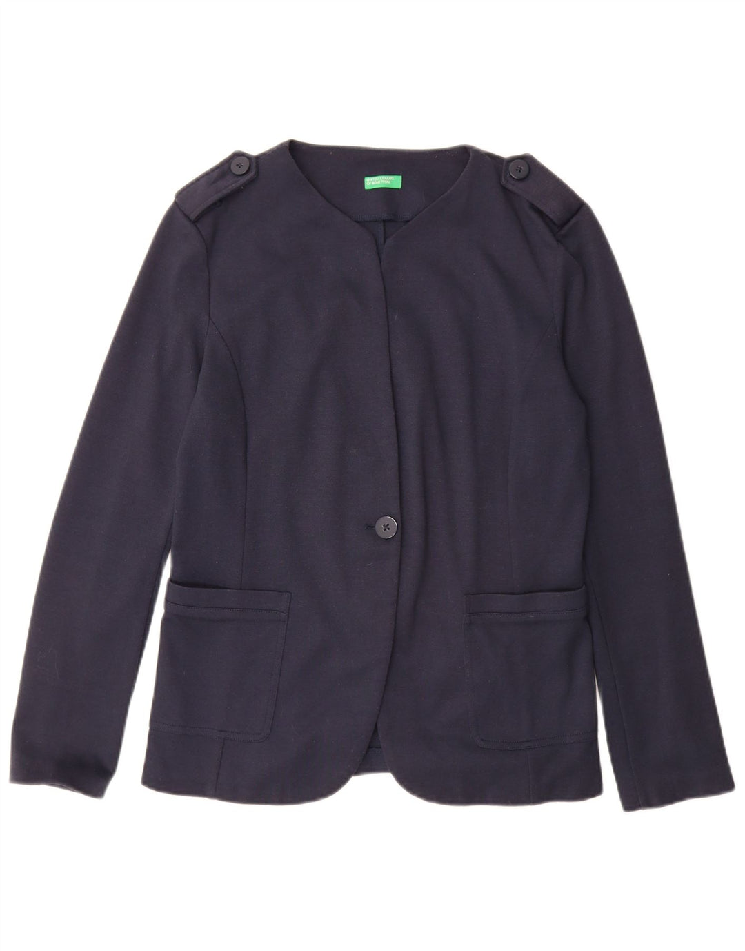 Benetton Damen 1-Knopf-Blazerjacke mit 1 Knopf, UK 12, mittleres Marineblau