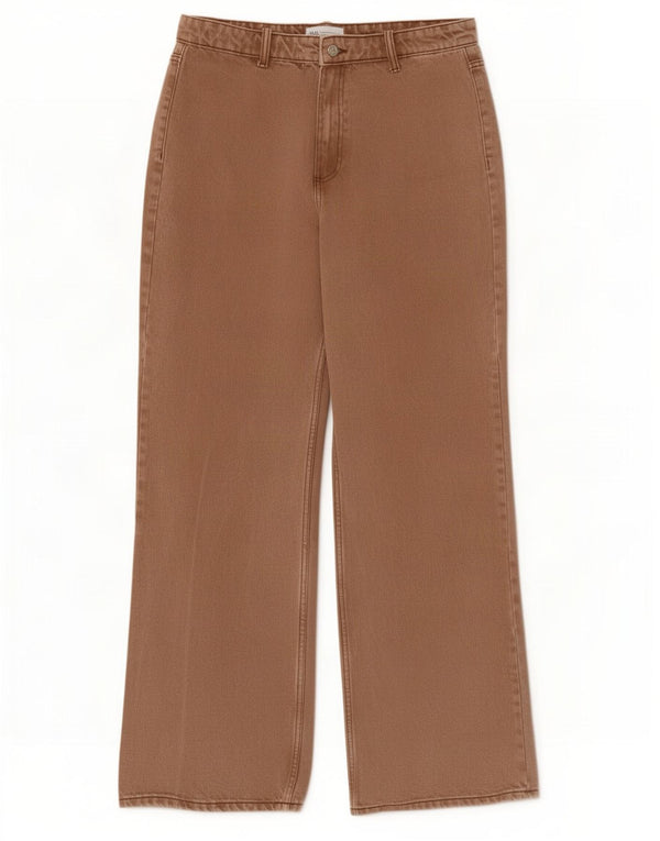 Zara Damen-Jeans mit weitem Bein, EU 44, XL, B32, L31, braune Baumwolle