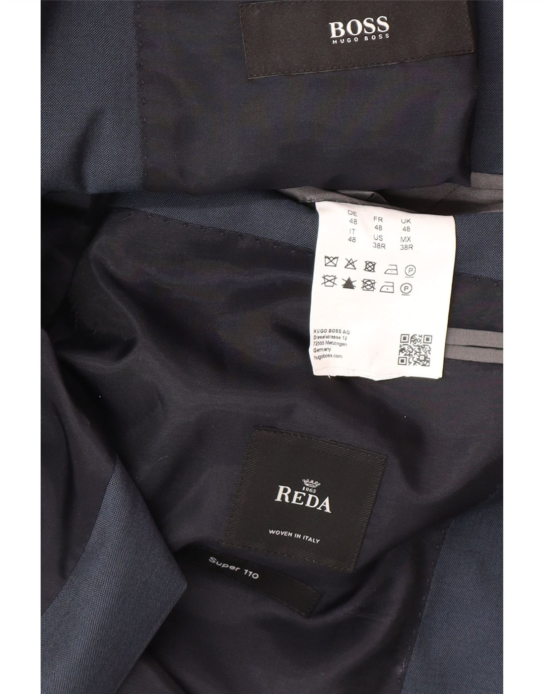 Hugo Boss Herren-Blazer mit 2 Knöpfen, IT 48, mittelmarineblaue Wolle