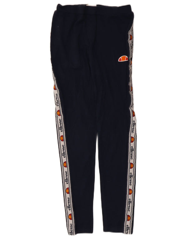 Ellesse Womens Graphic Leggings UK 12 Medium Marineblau Colourblock Baumwolle