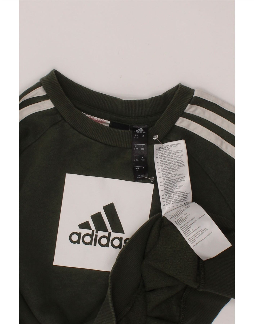 ADIDAS Grafik-Sweatshirt für Jungen, 6–7 Jahre, Khaki, Baumwolle