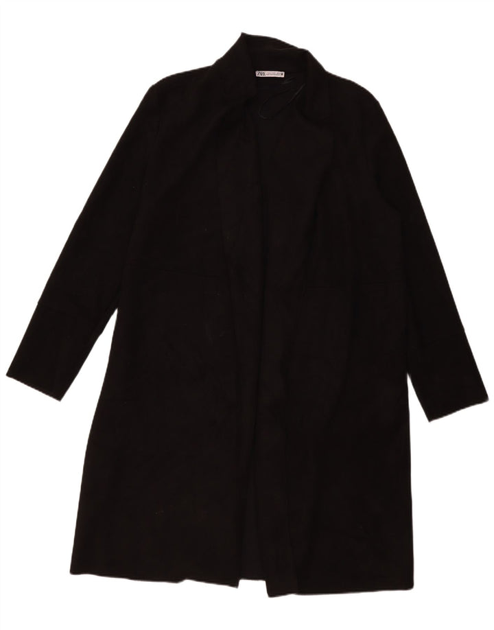 Zara Womens Open Overcoat UK 16 Large Schwarz